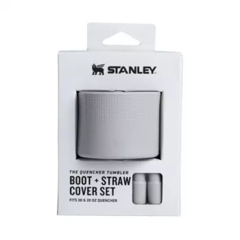 STANLEY 2 suojakotelon ja pillikorkin sarja termomukeille 0,89L/0,59L The Quencher Boot + Straw Topper vaaleanharmaa