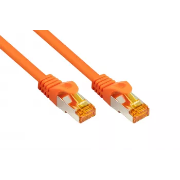 Kabelmeister Cat.7 S/FTP -verkkokaapeli, RJ45, TPE, halogeeniton, oranssi, 2 m