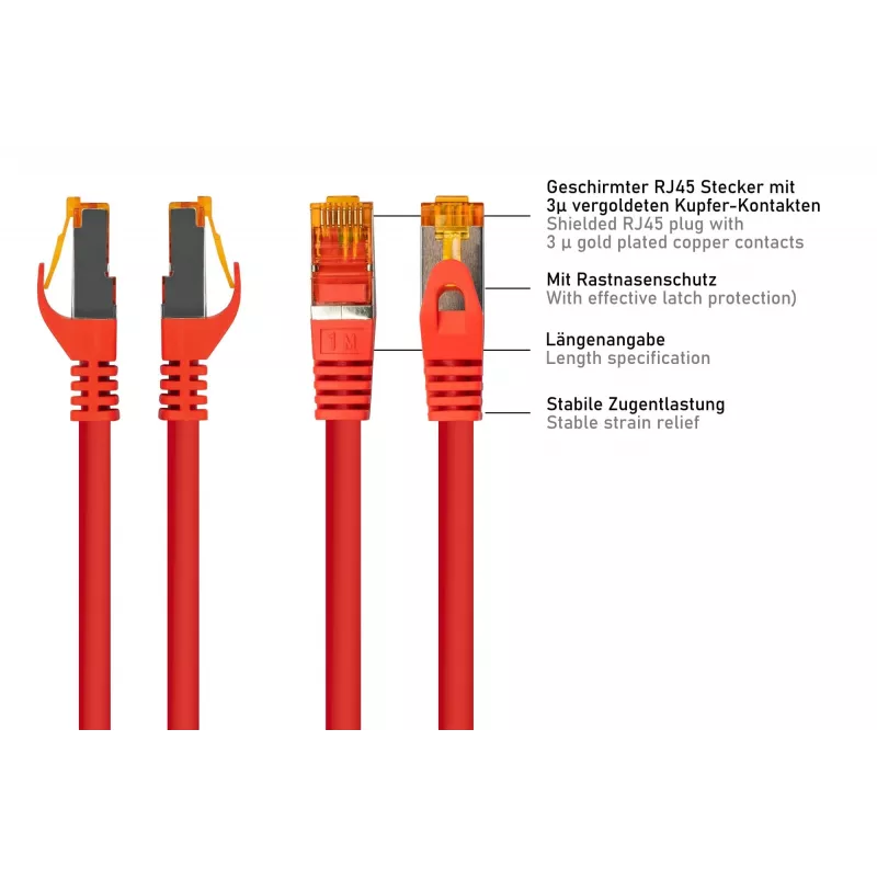 KABELMEISTER Cat.7 S/FTP -verkkokaapeli, RJ45, TPE, punainen, 1,5 m