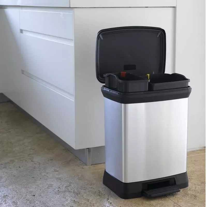 CURVER Metallic poljinroskis Deco Bin Duo 10+18L hopea