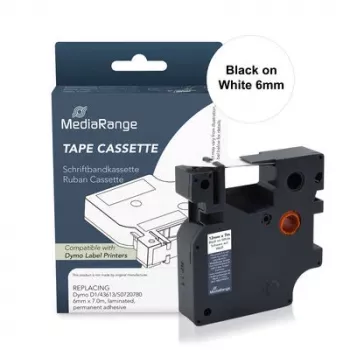 MediaRange D1 merkintänauhakasetti Dymo 43613/S0720780, 6mm x 7m, musta valkoisella