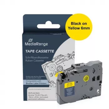 MediaRange MRBTZ611 merkintänauhakasetti 6mm musta keltaisella 8m Brother TZe-611