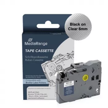 MediaRange merkintänauhakasetti Brother TZ-111/TZe-111, 6mm, 8m, musta läpinäkyvällä