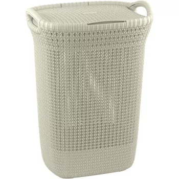Curver Knit 57L pyykkikori kannella, valkoinen