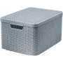 CURVER Style L säilytyslaatikko kannella, 32L, vaaleanharmaa, rattan-kuvio, pinottava