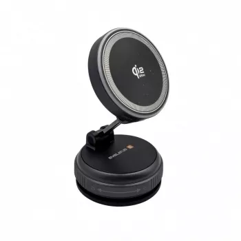 Evelatus Qi2 25W magneettinen langaton autolaturi AutoSpring-kierrejohdolla USB-C 1,2 m musta