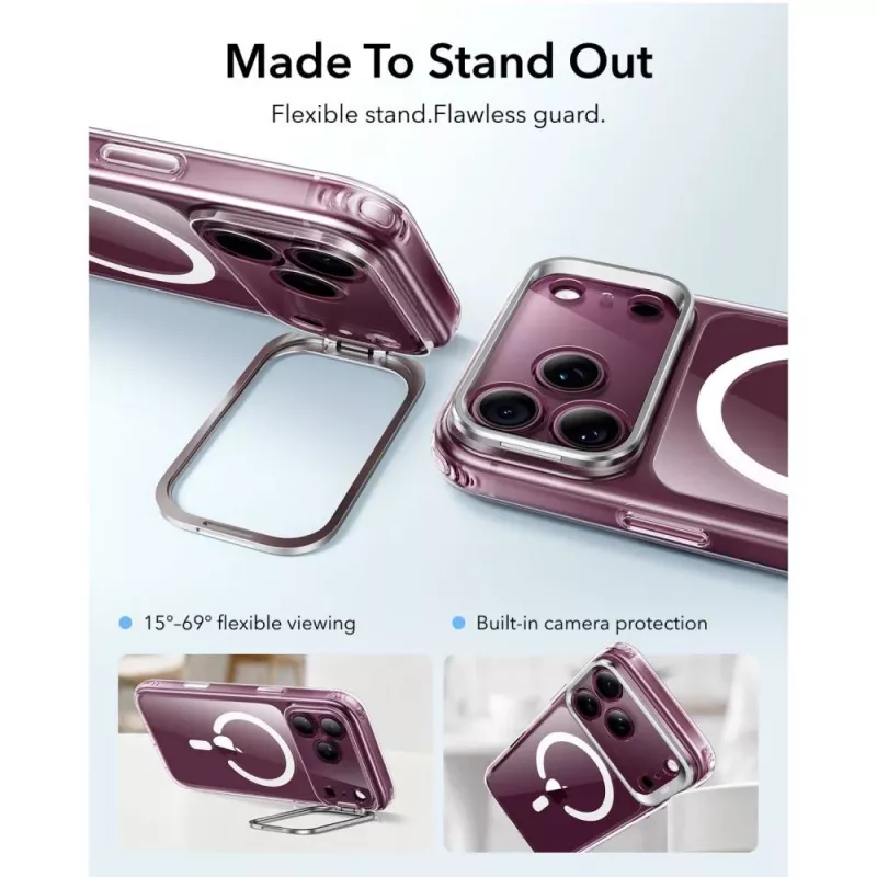 ESR Classic Hybrid Kickstand MagSafe -kotelo iPhone 17 Pro / 18 Pro läpinäkyvä