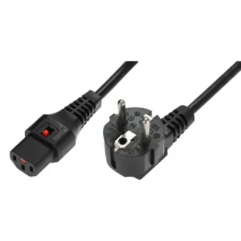 IEC LOCK kulmikas Schuko - suora IEC C13 lukituskaapeli 1,5m musta 10A 250V