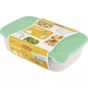 CURVER Fresh & Go suorakaiteen muotoinen säilytyssarja 3-osainen (2L + 1L + 0,5L) vihreä