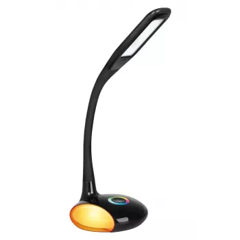 Activejet AJE-VENUS RGB musta LED-työpöytävalaisin RGB-jalustalla, 7W päävalo, 3W RGB-jalusta, 400lm, 3000K/4500K/6000K, kosketusohjaus, taipuisa varsi