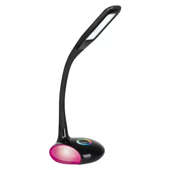 Activejet AJE-VENUS RGB musta LED-työpöytävalaisin RGB-jalustalla, 7W päävalo, 3W RGB-jalusta, 400lm, 3000K/4500K/6000K, kosketusohjaus, taipuisa varsi