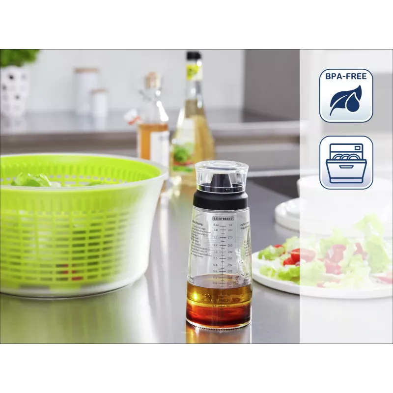 LEIFHEIT salaattikastikkeen shaker 300 ml, läpinäkyvä/vihreä