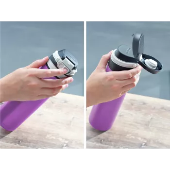 LEIFHEIT Thermos Flip 600 ml violetti tyhjiöeristetty ruostumaton teräspullo