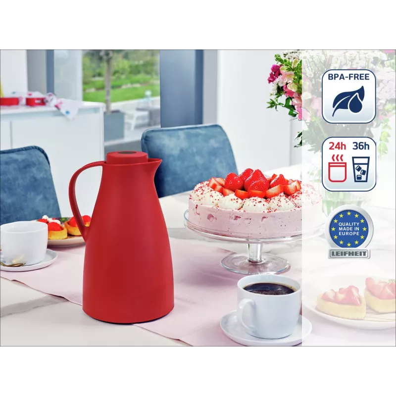 LEIFHEIT Thermos Harmonic punainen tyhjiöeristetty kannu 1,0 l