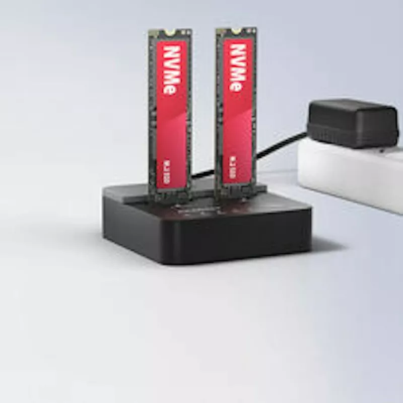 AXAGON ADSA-M2C22L telakka kahdelle M.2 NVMe SSD:lle, USB-C 20Gbps, kloonaustoiminto