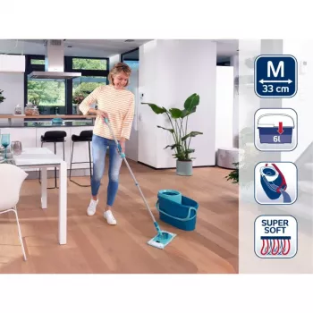LEIFHEIT lattianpuhdistussarja Clean Twist M Ergo Power Cleaner 1L kanssa, spin-moppijärjestelmä, vihreä/valkoinen
