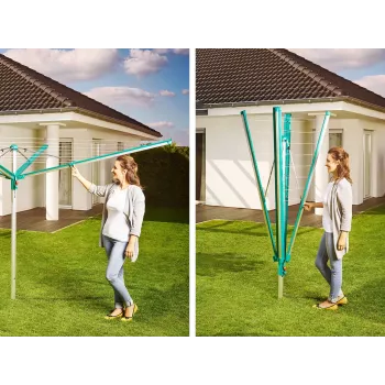 LEIFHEIT pyykkikaruselli Linomatic 600 Deluxe suojuksella