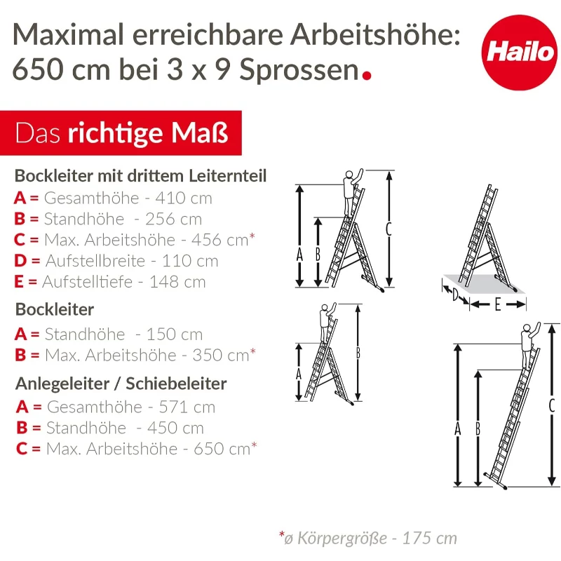 HAILO ProfiStep Combi tikkaat alumiini 3x9 askelmaa