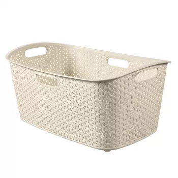 CURVER My Style pyykkikori 47L creme rottinkikuvio suorakaiteen muotoinen kahvoilla