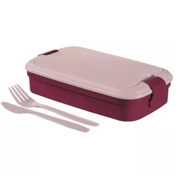 CURVER Lunch&Go suorakaiteen muotoinen ruokarasía aterimilla 1,4L violetti