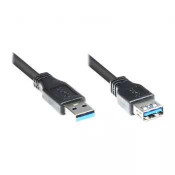 Good Connections USB 3.0 -jatkokaapeli, Type-A uros Type-A naaras, musta, 3 m 2711-S03
