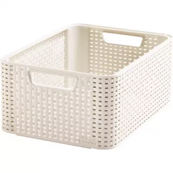 Curver Style M 17L säilytyslaatikko kannella, rattan-efekti, kerma