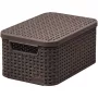 CURVER Style S säilytyslaatikko kannella, 29,1 x 19,8 x 14,2 cm, tummanruskea, 8,18 L, taitettava, metallisilmukkahkahva
