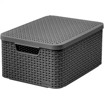 Curver Style M säilytyslaatikko kannella, 21,5L, tummanharmaa, 39,3x29,3x18,7cm