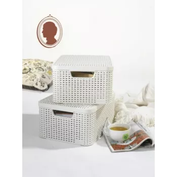 CURVER Style M säilytyslaatikko kannella, 39,3 x 29,3 x 18,7 cm, kerma, 21,6L, taitettava