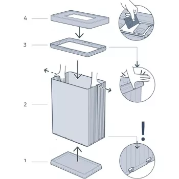 CURVER suorakaiteen muotoinen metalloitu jäteastia Verto Recycle 54L Pearl Pink