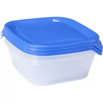 CURVER Fresh&Go säilytysastiasarja 3 kpl, kutakin 0,8 L, sininen, ilmatiiviit kannet, BPA-vapaa, mikroaaltouuni, pakastin, astianpesukone