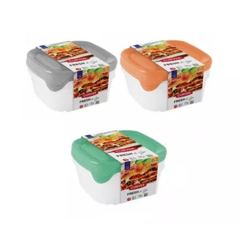 Curver Fresh & Go säilytysastiasarja 3 kpl, 0,8 l, suorakaiteen muotoinen, ilmatiiviit kannet, värikkäät, BPA-vapaa