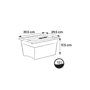 keeeper Crystalbox Cornelia säilytysrasia kannella, 12 l, läpinäkyvä, 39,5 x 29,5 x 17,5 cm