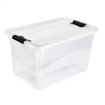 keeeper Crystalbox Cornelia laatikko kannella 52L, 59,5 x 39,5 x 34 cm, läpinäkyvä