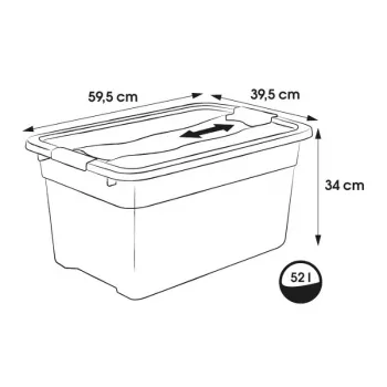 keeeper Crystalbox Cornelia laatikko kannella 52L, 59,5 x 39,5 x 34 cm, läpinäkyvä