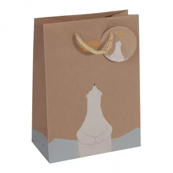 SIGEL GT050 lahjapussit, jääkarhu ja tähdenlennot -kuvio, 17 x 23 cm, 5 kpl:n pakkaus, paperi, nyörikahvat, FSC-sertifioitu