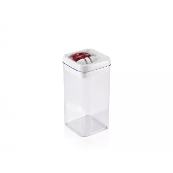LEIFHEIT Fresh&Easy -säilytysastia 1,2 L, ilmatiivis, BPA-vapaa, läpinäkyvä valko/harmaalla kannella