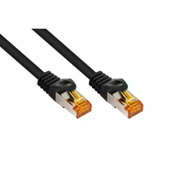 Kabelmeister RJ45-verkkokaapeli Cat.7 S/FTP, TPE-kuori, halogeeniton, musta, 0,15 m