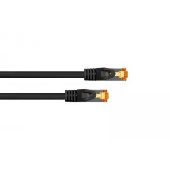 Kabelmeister RJ45-verkkokaapeli Cat.7 S/FTP, TPE-kuori, halogeeniton, musta, 0,15 m