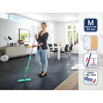 LEIFHEIT Picobello M Micro Duo -lattianpesin teleskooppivarrella, 33 cm puhdistusleveys, vihreä/valkoinen