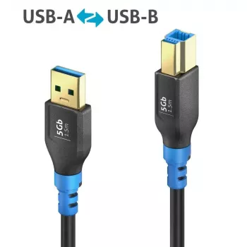 PureLink FlexInstall USB-A - USB-B -kaapeli USB 3.0 5Gbps 1,50m musta