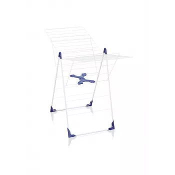 LEIFHEIT Classic 200 Flex kuivausteline, 20 m kuivauspituus, taitettava seisova siipikuivausteline, valkoinen/sininen