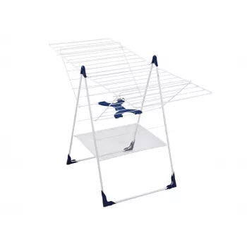 LEIFHEIT Classic 250 Flex kuivausteline - 25 m kuivauspituus, korkeussäädettävät siivet, taitettava, valkoinen/sininen