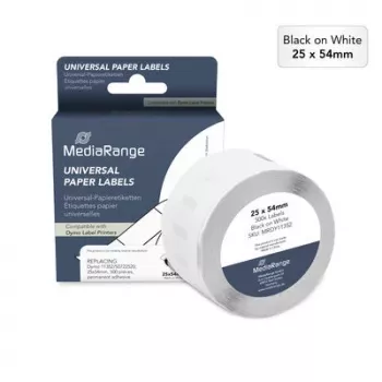 MediaRange paperitarrat Dymo 11352/S0722520 -laitteeseen, 25x54mm, 500 tarraa, valkoinen, suoraterminen