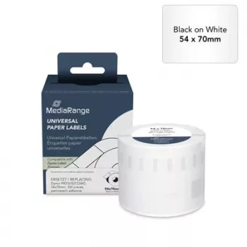 MediaRange paperitarrat Dymo 99015/S0722440 -laitteeseen, 54x70mm, 320 tarraa, valkoinen, suoraterminen, pysyvä liima