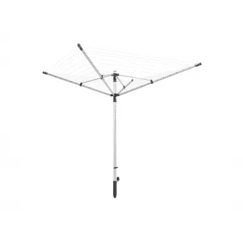 LEIFHEIT LinoLift 500 pyykkikaruselli, 50 m naru, alumiinirunko, korkeussäädettävä 106-179 cm, UV-kestävät narut, maahela mukana