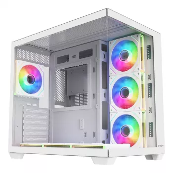 FSP Fortron M341-WA Mid-Tower PC-kotelo karkaistulla lasilla ja 4 ARGB-tuulettimella