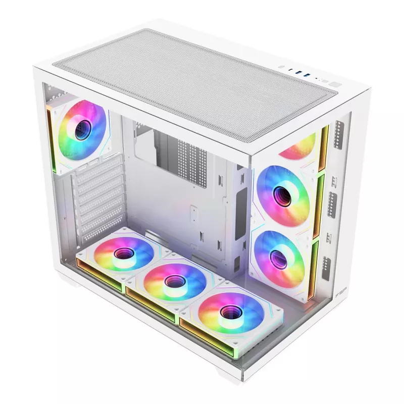 FSP Fortron M341-WA Mid-Tower PC-kotelo karkaistulla lasilla ja 4 ARGB-tuulettimella