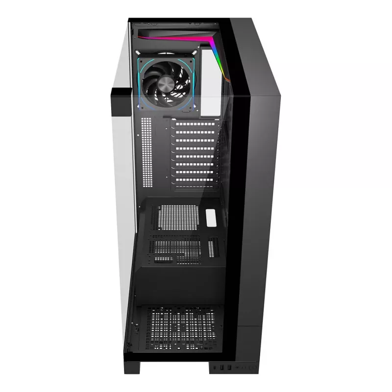 FSP U691-BP Ultra Tower E-ATX -tietokonekotelo, ilman virtalähdettä, musta