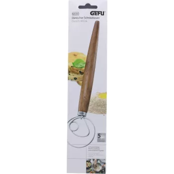 GEFU NEDO tanskalainen taikinasekoitin 14353, ruostumaton teräs ja puu, 33 cm